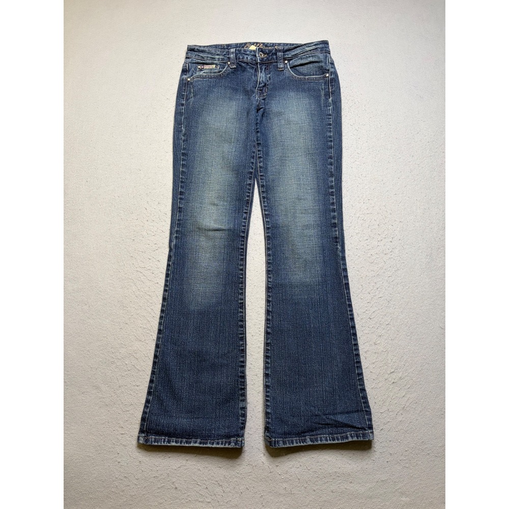 Bubblegum Flare Jeans Womens 5/6 Blue Y2K Studded Low Rise Star BG8365E-575A